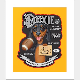 Cute Funny Doxie Dachshund Holding Dog Football Posters and Art